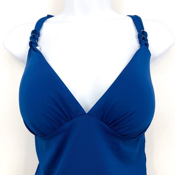 BLEU ROD BEATTIE Ring Master Drape One-Piece Swimsuit Size 12 Blue Azure NWT - Picture 4 of 8